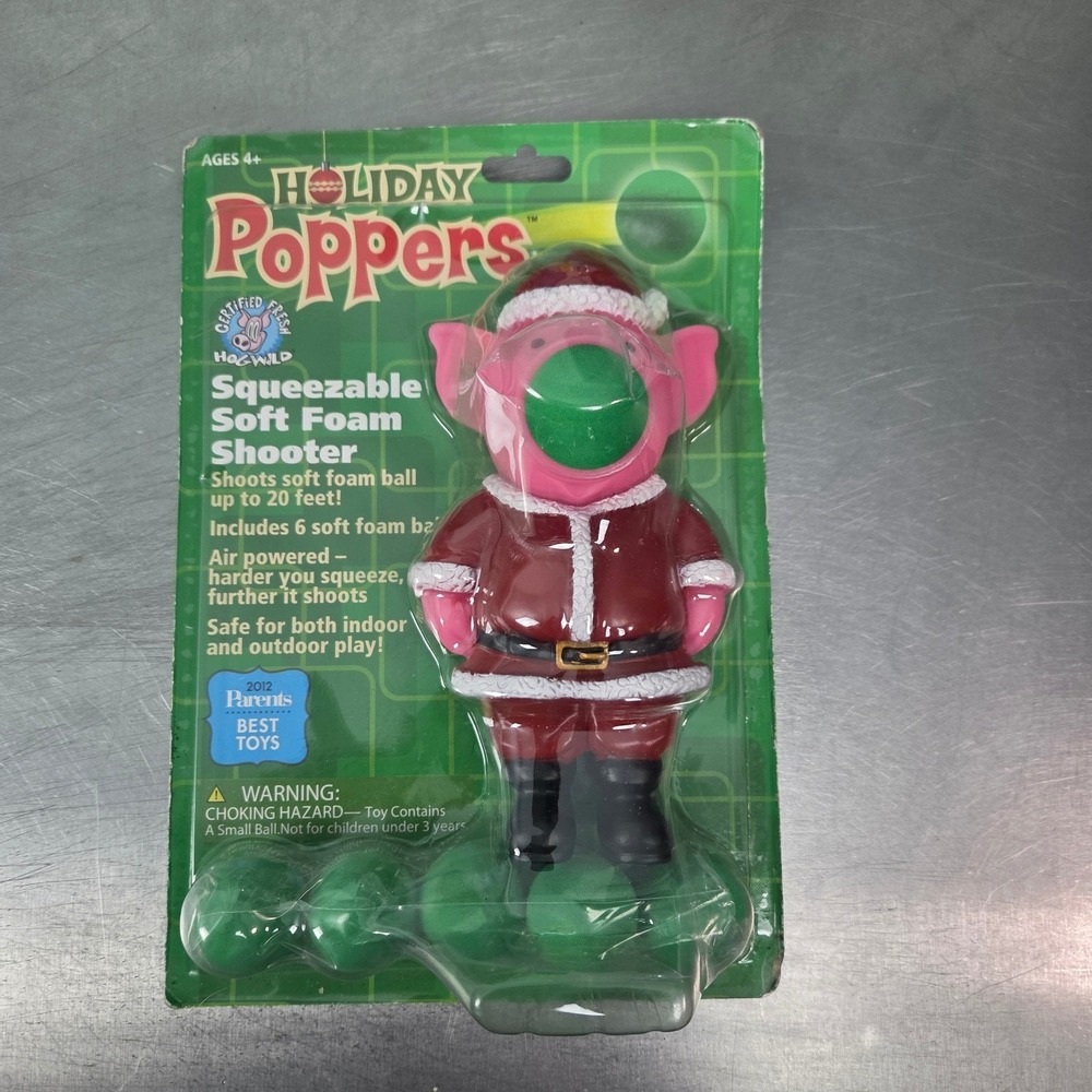 Soft Foam Shooter Hog Wild Red Santa Pig Squeezable Holiday Poppers Toy